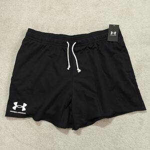 NWT Under Armour Mens UA Rival Terry 6" Activewear Shorts Loose Fit Black Sz 2XL
